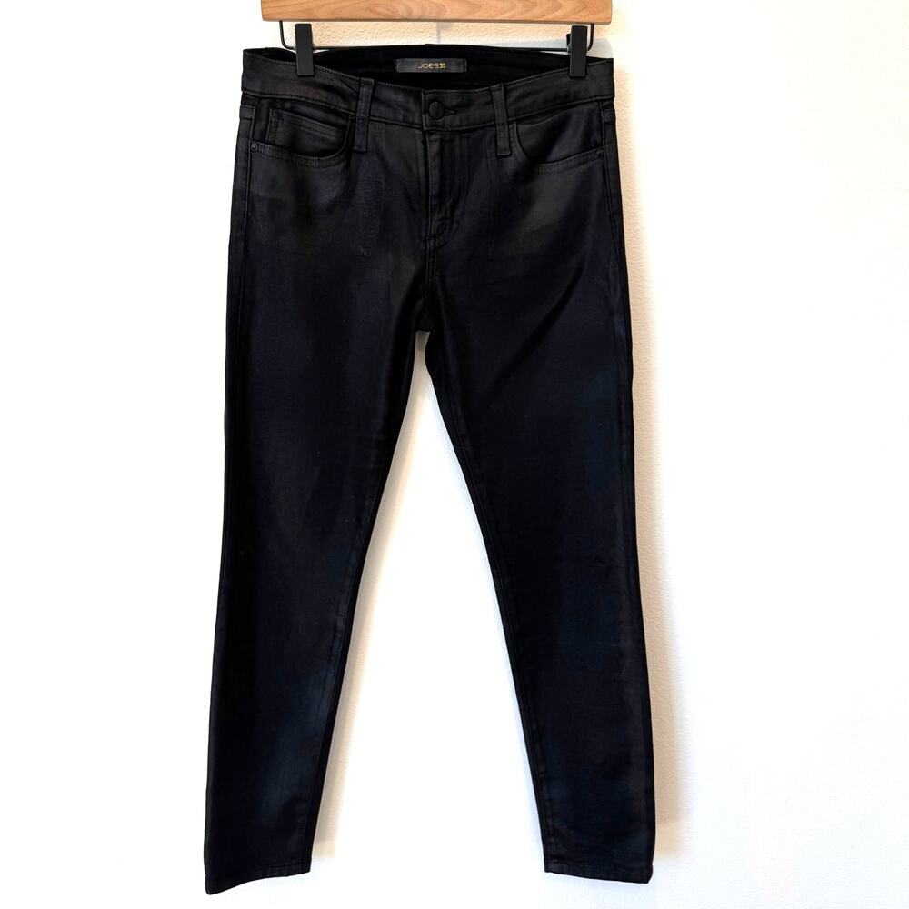 Joe's Jeans Mid Rise Black Skinny Ankle Coated Denim Jeans size 29